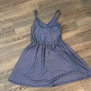 blue & white striped dress v neck mini